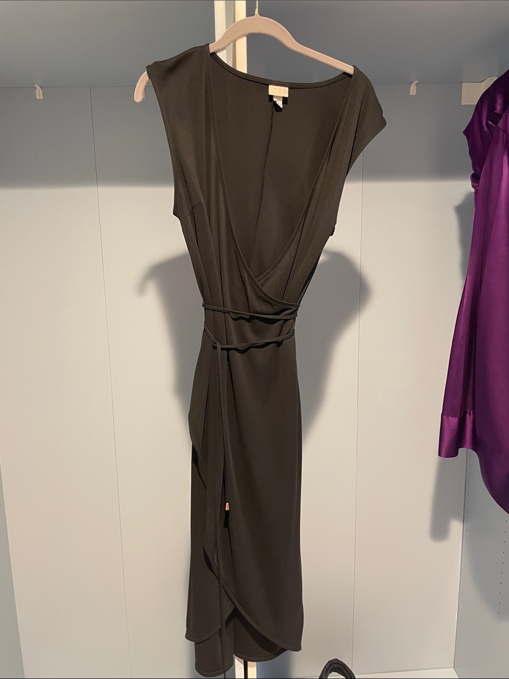 Sleeveless Wrap Midi Dress in Black